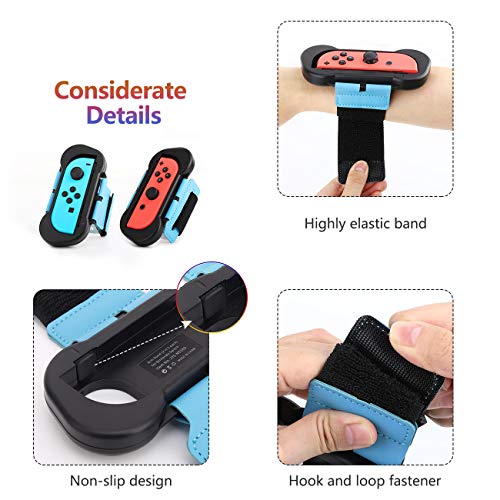 TiMOVO Bandas de Muñeca Compatible con Just Dance 2021/2020/2019 y & Nintendo Switch Zumba Burn It Up, [Kit de 2 pzs de Diferente Tamaño] Bandas de Muñeca Elástica Ajustable para Joy-con Controlador