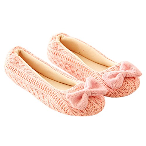 TININNA Zapatillas Mujer Inicio Zapatillas Bowknot Hembra Cachemira Caliente de Las Mujeres Embarazadas Zapatos diseño Antideslizante de la Yoga Rosa