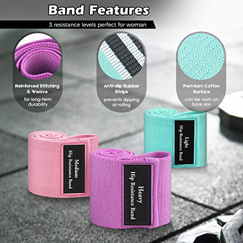 Tinkber Bandas de Resistencia, Bandas Elasticas Fitness con 3 Niveles Ejercicios, Cinta Elastica Más Ancha y Fuerte, Bueno para Glúteos, Piernas, Brazos, Yoga, Pilates, Crossfit