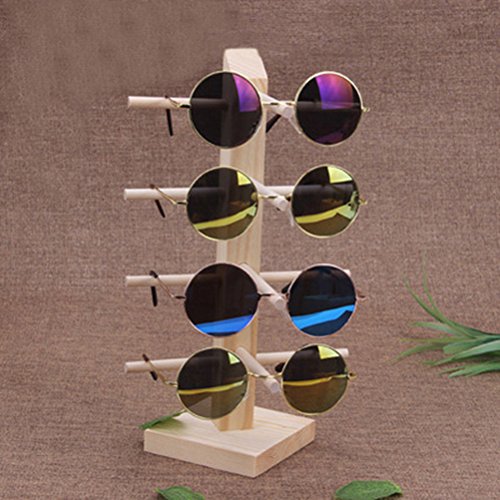 Tinksky Madera de cuatro capas de gafas de sol de pantalla gafas de organizador gafas Soporte Soporte de Rack Navidad regalo de cumpleaños para los amigos