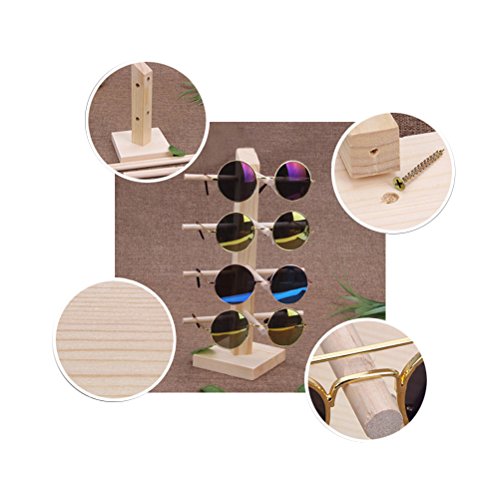 Tinksky Madera de cuatro capas de gafas de sol de pantalla gafas de organizador gafas Soporte Soporte de Rack Navidad regalo de cumpleaños para los amigos