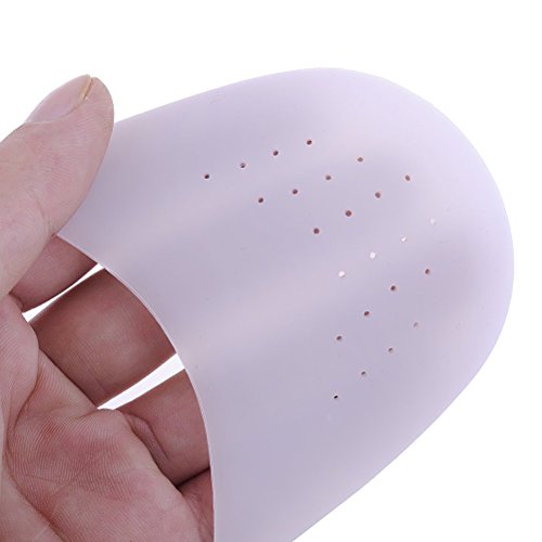 Tinksky Par de Ballet Bailarina Pointe zapatos pies cojines del dedo del pie Protector de silicona con agujero respirable (blanco) Tinksky Par de Ballet Bailarina Pointe zapatos pies cojines del dedo del pie Protector de silicona con agujero respirable (blanco)