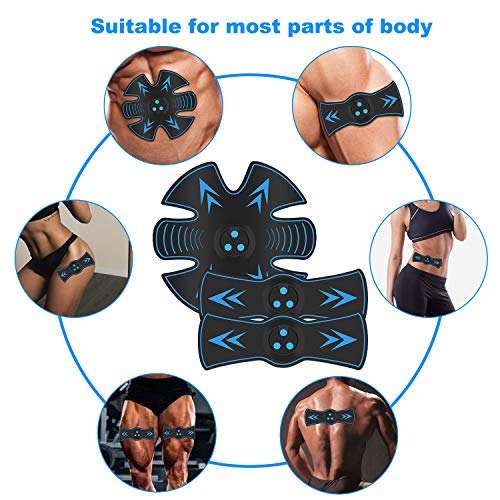 Tioamy Abs Electroestimulador Muscular Abdominales EMS Estimulador USB Inalámbrico Trainer Muscular Masajeador Eléctrico Cinturón Estimulador Tonificador para Brazo Pierna Abdomen