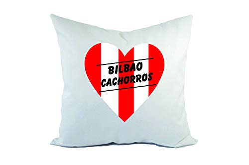 Tipolitografia Ghisleri Bilbao Cachorros - Cojín para sofá o cama con diseño de corazón a rayas, con relleno, tamaño 40 x 40 cm, de poliéster