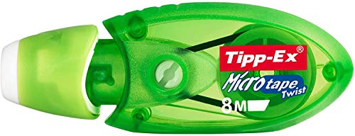 Tipp-Ex Micro Tape Twist Cinta Correctora Blanca 8 m x 5 mm – Colores Surtidos, Blíster de 2+1 Unidades, Con Cabezal Rotativo Para Proteger La Punta