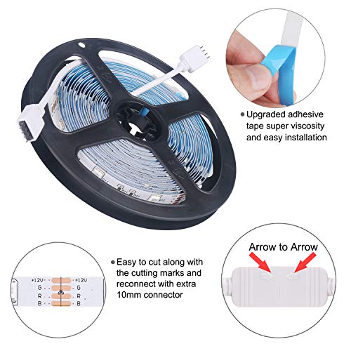 Tira de Luces LED 10m(2x 5m), ALED LIGHT 5050 SMD 300 LED RGB Tira LED con Mando a Distancia de 44 Teclas, Fuente de Alimentación de 12V Luce de LED para Hogar, Habitación, Fiesta, Boda, Decoración Tira de Luces LED 10m(2x 5m), ALED LIGHT 5050 SMD 300 LED RGB Tira LED con Mando a Distancia de 44 Teclas, Fuente de Alimentación de 12V Luce de LED para Hogar, Habitación, Fiesta, Boda, Decoración