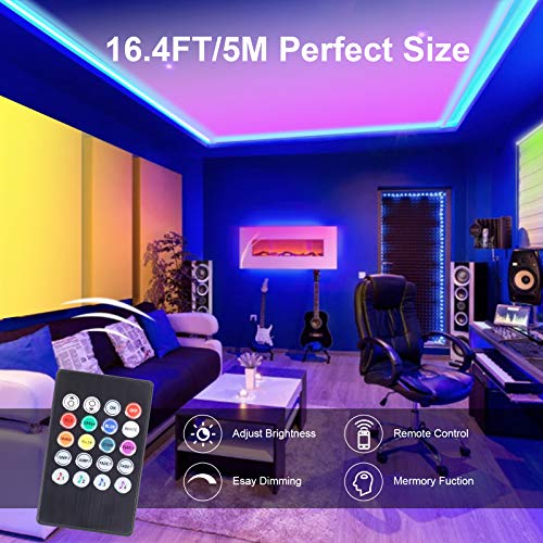 Tira LED, Luces LED Habitacion 5M 5050 con Control Remoto de 44 Botones y Caja de Control, Tiras LED De Interior, Luz LED TV Tira LED, Luces LED Habitacion 5M 5050 con Control Remoto de 44 Botones y Caja de Control, Tiras LED De Interior, Luz LED TV
