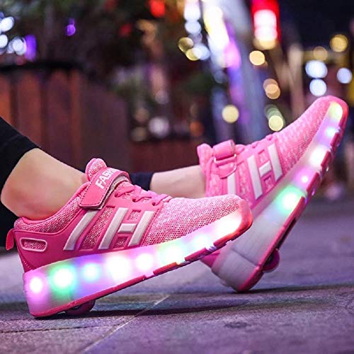 Tiras LED Zapatillas De Skate Con Ruedas Zapatillas De Skate Técnicas Retráctiles Automáticas Zapatillas De Deporte Con Forma De Cruz Deportiva Zapatillas De Gimnasia Intermitentes Con Vibración,EU31