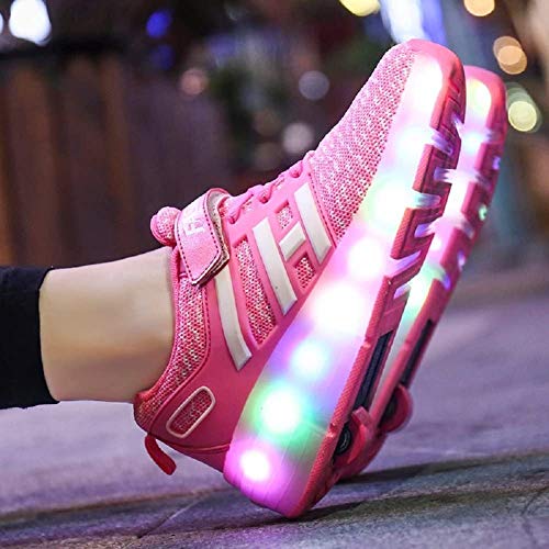 Tiras LED Zapatillas De Skate Con Ruedas Zapatillas De Skate Técnicas Retráctiles Automáticas Zapatillas De Deporte Con Forma De Cruz Deportiva Zapatillas De Gimnasia Intermitentes Con Vibración,EU31