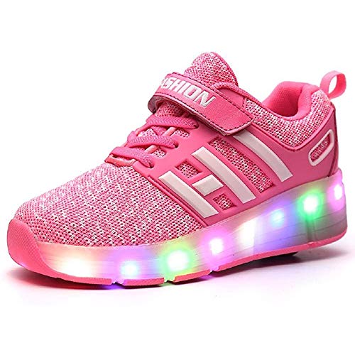 Tiras LED Zapatillas De Skate Con Ruedas Zapatillas De Skate Técnicas Retráctiles Automáticas Zapatillas De Deporte Con Forma De Cruz Deportiva Zapatillas De Gimnasia Intermitentes Con Vibración,EU31