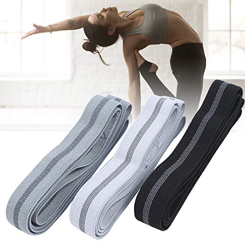 Tire de la,3Pcs / Set Bandas de Resistencia para Ejercicios, Cuerda de tracción, Material de algodón y poliéster Pilates Cinturón elástico Anillo de Entrenamiento(Black Gray Suit)