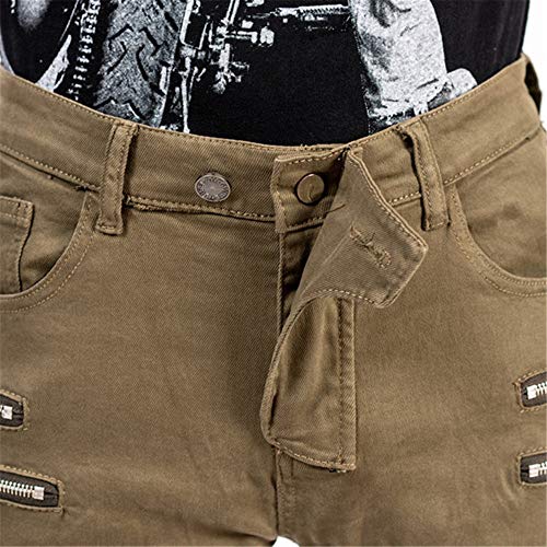 TIUTIU Pantalones Vaqueros Para Motociclista Para Hombres, Con 4 Almohadillas Protectoras Desmontables, Pantalones De Carreras Estilo Casual Resistentes A Roturas, Unisex (Khaki,XL)