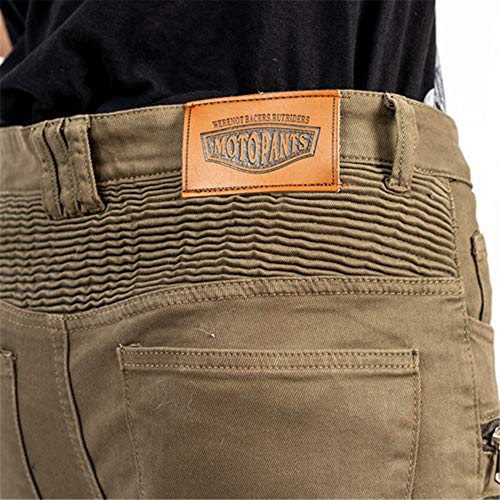 TIUTIU Pantalones Vaqueros Para Motociclista Para Hombres, Con 4 Almohadillas Protectoras Desmontables, Pantalones De Carreras Estilo Casual Resistentes A Roturas, Unisex (Khaki,XL) TIUTIU Pantalones Vaqueros Para Motociclista Para Hombres, Con 4 Almohadillas Protectoras Desmontables, Pantalones De Carreras Estilo Casual Resistentes A Roturas, Unisex (Khaki,XL)