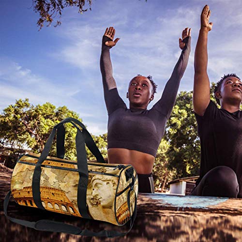 TIZORAX Antigua Arquitectura Romana Gimnasio Bolsa de Duffle Drum Tote Fitness Bolsa de Viaje en la Azotea Rack Bolsa TIZORAX Antigua Arquitectura Romana Gimnasio Bolsa de Duffle Drum Tote Fitness Bolsa de Viaje en la Azotea Rack Bolsa