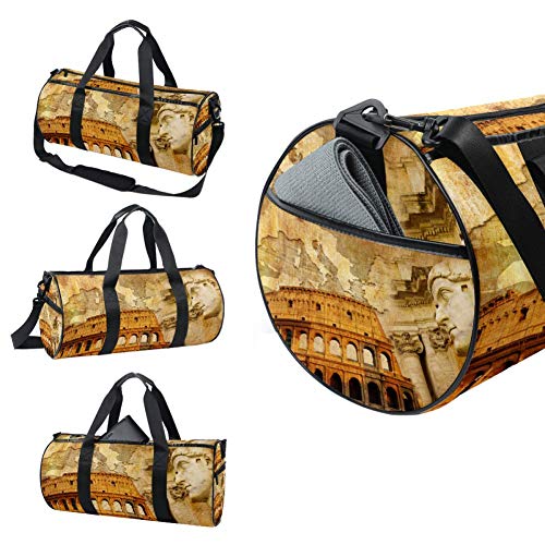 TIZORAX Antigua Arquitectura Romana Gimnasio Bolsa de Duffle Drum Tote Fitness Bolsa de Viaje en la Azotea Rack Bolsa TIZORAX Antigua Arquitectura Romana Gimnasio Bolsa de Duffle Drum Tote Fitness Bolsa de Viaje en la Azotea Rack Bolsa