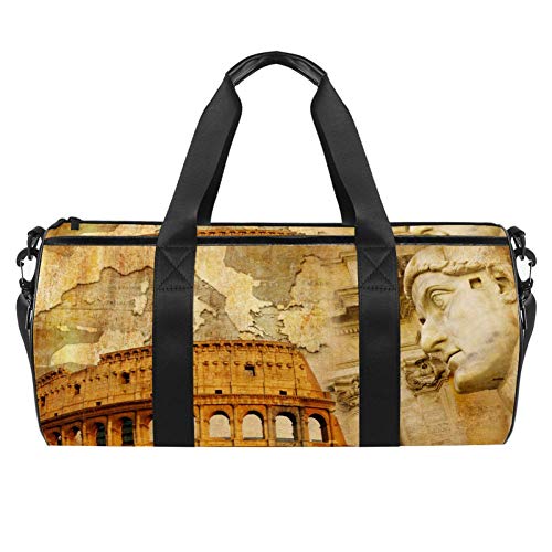 TIZORAX Antigua Arquitectura Romana Gimnasio Bolsa de Duffle Drum Tote Fitness Bolsa de Viaje en la Azotea Rack Bolsa TIZORAX Antigua Arquitectura Romana Gimnasio Bolsa de Duffle Drum Tote Fitness Bolsa de Viaje en la Azotea Rack Bolsa