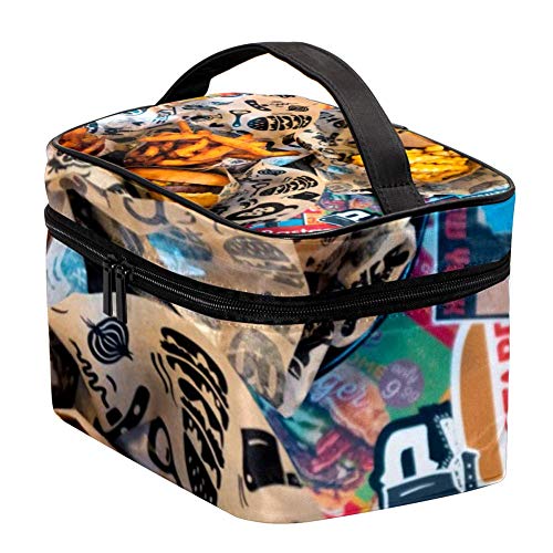 TIZORAX Beef Burger Fries Cosmetic Bag Travel Toiletry Case Large Makeup Organizer Box