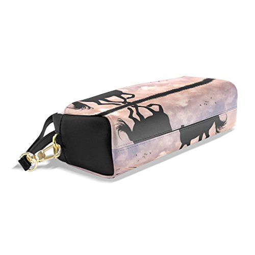 TIZORAX - Estuche de piel sintética para lápices de caballo con silueta al sol para estudiantes, estuche para bolígrafos, maquillaje, cosméticos TIZORAX - Estuche de piel sintética para lápices de caballo con silueta al sol para estudiantes, estuche para bolígrafos, maquillaje, cosméticos
