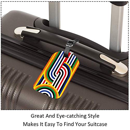 TIZORAX Etiquetas de equipaje abstractas Arte Colorido Disco Arco Iris Patrón de Cuero Maleta de Viaje Etiquetas 1 Paquetes