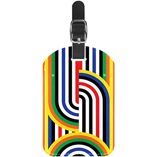 TIZORAX Etiquetas de equipaje abstractas Arte Colorido Disco Arco Iris Patrón de Cuero Maleta de Viaje Etiquetas 1 Paquetes
