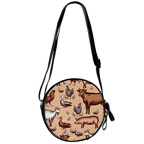 TIZORAX Farm Rooster Goose Cow Pig - Bolso de mano para mujer y niña TIZORAX Farm Rooster Goose Cow Pig - Bolso de mano para mujer y niña