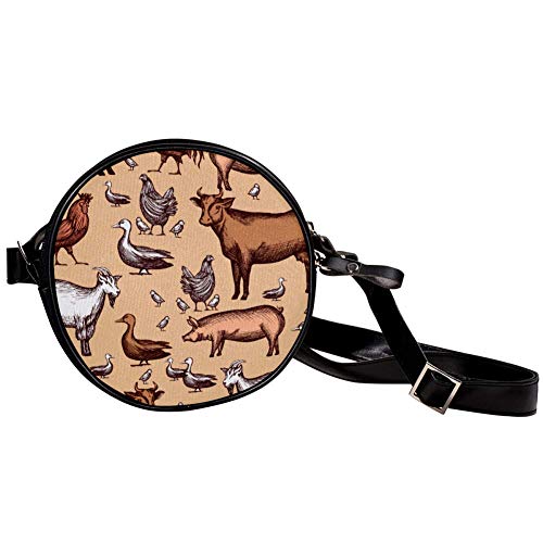 TIZORAX Farm Rooster Goose Cow Pig - Bolso de mano para mujer y niña TIZORAX Farm Rooster Goose Cow Pig - Bolso de mano para mujer y niña