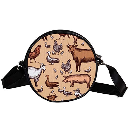 TIZORAX Farm Rooster Goose Cow Pig - Bolso de mano para mujer y niña TIZORAX Farm Rooster Goose Cow Pig - Bolso de mano para mujer y niña