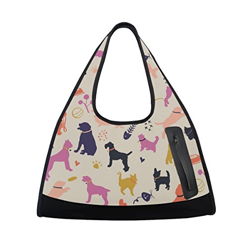 TIZORAX Siluetas para Perros y Gatos Coloridas Bolsa de Viaje para Deporte Bolsa de Gimnasio Bolsa de Hombro