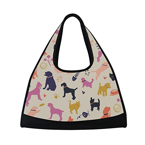 TIZORAX Siluetas para Perros y Gatos Coloridas Bolsa de Viaje para Deporte Bolsa de Gimnasio Bolsa de Hombro