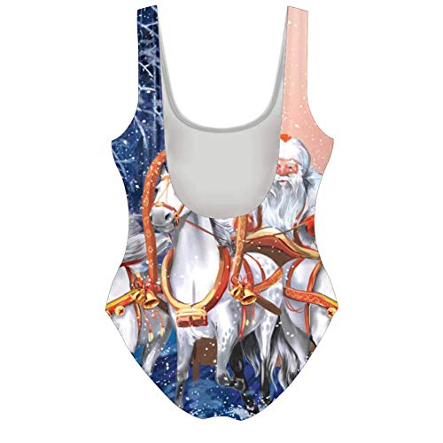 TIZORAX traje de baƱo de tres caballos rusos con PapƔ Noel de una pieza para mujer Multicolor multicolor S TIZORAX traje de baƱo de tres caballos rusos con PapƔ Noel de una pieza para mujer Multicolor multicolor S