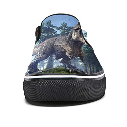 Tizorax Tyrannosaurus Rex dinosaurio resbalón en mocasín zapatos para hombres niños moda lona plana barco zapato, color Multicolor, talla 42 2/3 EU