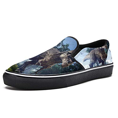 Tizorax Tyrannosaurus Rex dinosaurio resbalón en mocasín zapatos para hombres niños moda lona plana barco zapato, color Multicolor, talla 42 2/3 EU Tizorax Tyrannosaurus Rex dinosaurio resbalón en mocasín zapatos para hombres niños moda lona plana barco zapato, color Multicolor, talla 42 2/3 EU