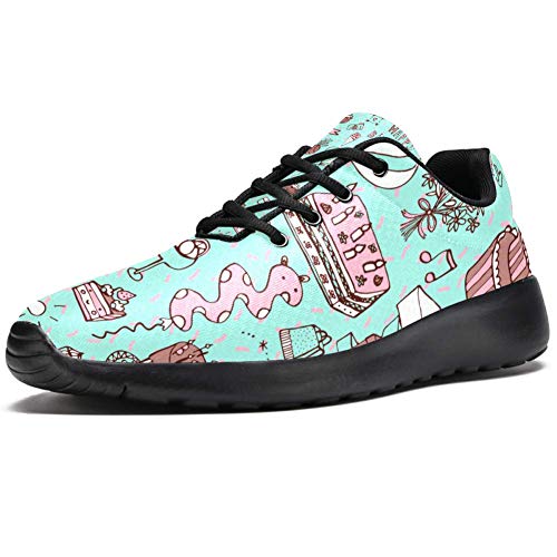 TIZORAX Zapatillas de correr para hombres, tartas de cumpleaños y regalos de moda zapatillas de malla transpirable senderismo tenis zapatos de tenis, color Multicolor, talla 46 EU
