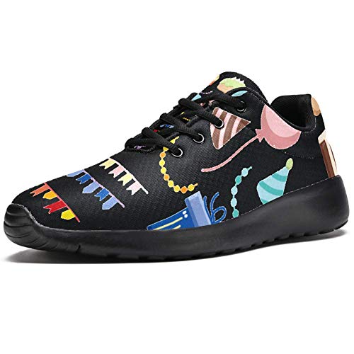 TIZORAX Zapatillas de correr para mujer, con globo, para tartas, regalos, zapatillas de deporte de malla, transpirables, para caminar, senderismo, tenis, color Multicolor, talla 38.5 EU