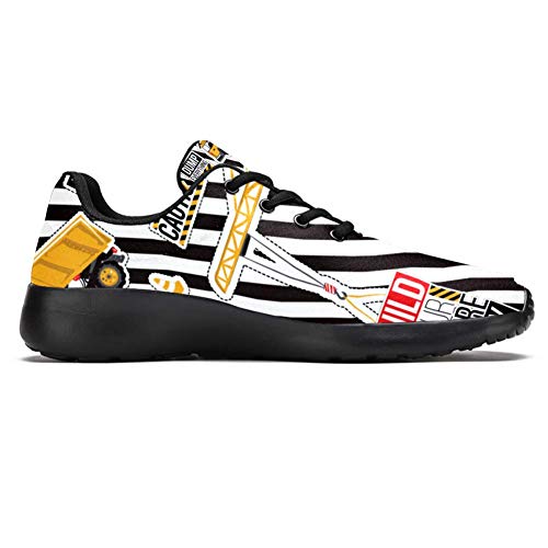 TIZORAX Zapatillas de Running para Hombre, Maquinaria de Construcción de Coche Moda Zapatillas de Malla Transpirable Senderismo Tenis Zapato de Tenis, Talla 4,5, color Multicolor, talla 39 EU