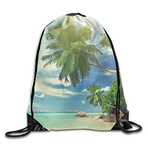 TLOPQVYRJ- Bolsas de Gimnasio Unisex de Gran Capacidad, con Cordón, para Playas, Palm-árboles Tropicales, Bolsa de Almacenamiento Impermeable para Hombres y Mujeres