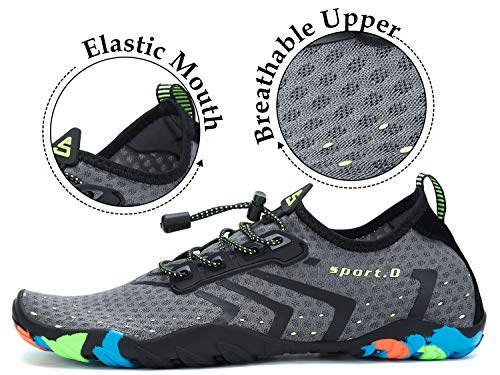 Tmaza Escarpines Mujer Zapatillas Agua Antideslizante Secado Rápido Zapatos de Surf para Buceo,Vela,Natacion Gris 37 EU