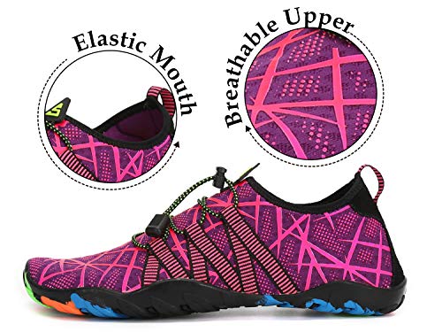 Tmaza Zapatos de Agua Mujer Secado Rápido Escarpines Piscina Respirable Antideslizante Zapatos de Surf para Buceo,Vela,Natacion Violeta Oscuro 38 EU