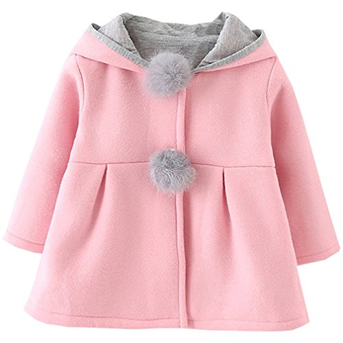 TMEOG Bebés Niñas Niños Chaqueta con Capucha Chaqueta de Algodón con Orejas de Conejo Otoño Invierno Abrigo Chaqueta Gruesa Ropa Caliente 9M-3 Años (2-3 Años, Rosa)