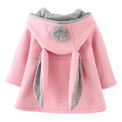 TMEOG Bebés Niñas Niños Chaqueta con Capucha Chaqueta de Algodón con Orejas de Conejo Otoño Invierno Abrigo Chaqueta Gruesa Ropa Caliente 9M-3 Años (2-3 Años, Rosa)