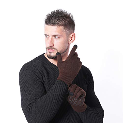 TMEOG Bufanda Gorro Guantes para Hombre Invierno Regalos para Hombre Mujer Unisexo Set de Bufanda Conjunto de Guantes de Punto BufaSombrero de Invierno Gorras Con Bufanda (B_Marrón)