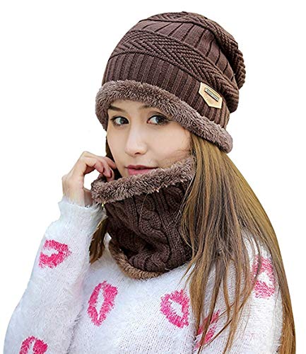 TMEOG Bufanda Gorro Guantes para Hombre Invierno Regalos para Hombre Mujer Unisexo Set de Bufanda Conjunto de Guantes de Punto BufaSombrero de Invierno Gorras Con Bufanda (B_Marrón)