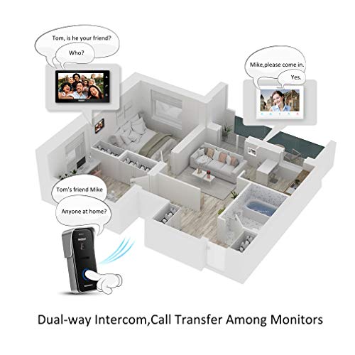 TMEZON WiFi videoportero intercomunicador Timbre Sistema de intercomunicación, Monitor WiFi de 10 Pulgadas con cámara Exterior con Cable (1M1C), Pantalla táctil, Control Remoto, desbloqueo de App