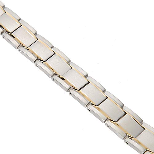 TMISHION Pulsera MagnéTica 4 En 1, Pulsera MagnéTica de Titanio Y Acero Titanium para Hombres, Pulsera Ajustable para El Cuidado de La Salud con ImáN Ajustable(Blanco)