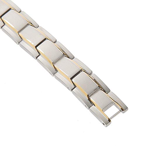 TMISHION Pulsera MagnéTica 4 En 1, Pulsera MagnéTica de Titanio Y Acero Titanium para Hombres, Pulsera Ajustable para El Cuidado de La Salud con ImáN Ajustable(Blanco)