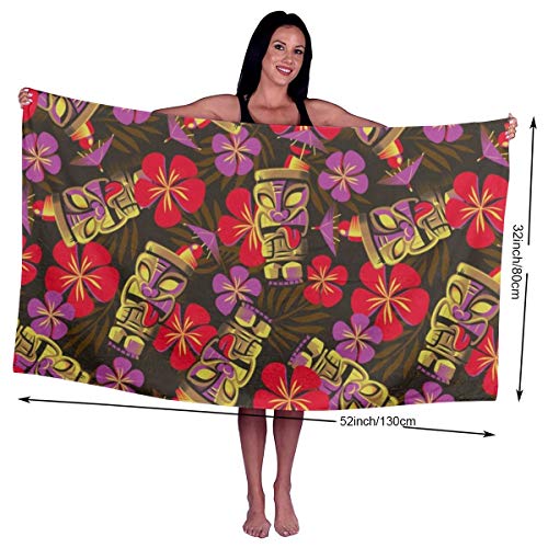 Toalla de playa HaiYI-ltd Mai Tai Floral Toalla de baño de microfibra súper absorbente para viajes, natación, deportes, playa, spa y gimnasio (32" x 52")