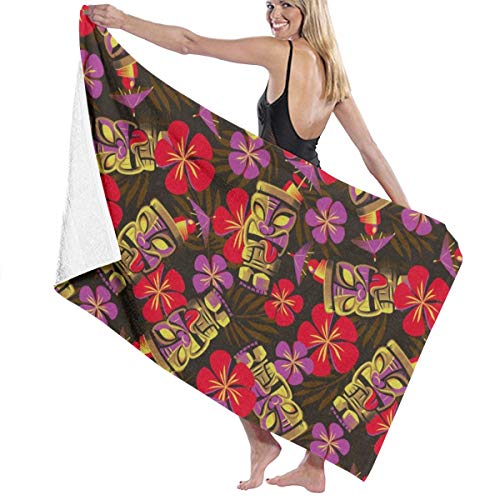 Toalla de playa HaiYI-ltd Mai Tai Floral Toalla de baño de microfibra súper absorbente para viajes, natación, deportes, playa, spa y gimnasio (32" x 52")