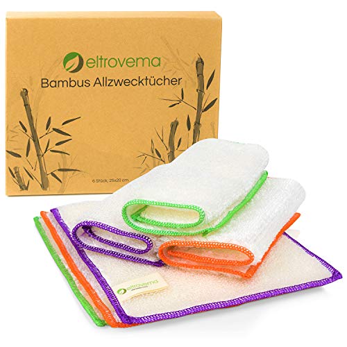 Toallas de bambú multiusos, 6 piezas, toallitas de limpieza, paños de cocina, antibacterianos, hipoalergénicos, lavables, 100% viscosa Toallas de bambú multiusos, 6 piezas, toallitas de limpieza, paños de cocina, antibacterianos, hipoalergénicos, lavables, 100% viscosa