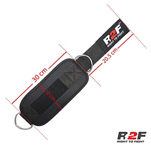 Tobillera para Polea by R2F - 2 Correas De Tobillo Acolchadas De Velcro con D Ganchos - para Entrenamiento De Piernas yglúteos En Polea Talla única - Hombres Mujeres