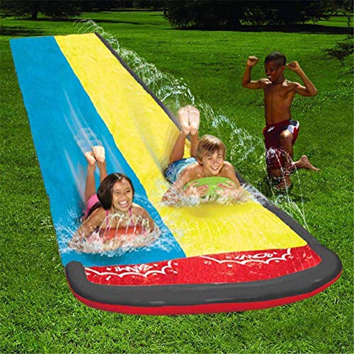 Toboganes acuáticos con tobogán, Deportes acuáticos Dobles Patio Trasero Tobogán acuático A Prueba de rasgaduras PVC Splash Sprint Pad Lona de Agua Duradera para Actividades Familiares de Verano Lona